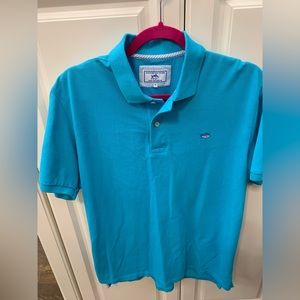 SOUTHERN TIDE Men’s Turquoise Blue Polo 3 Button Up Shirt Size M EUC